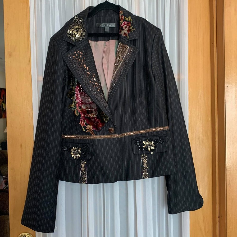 True Meaning Detailed Pinstripe Blazer